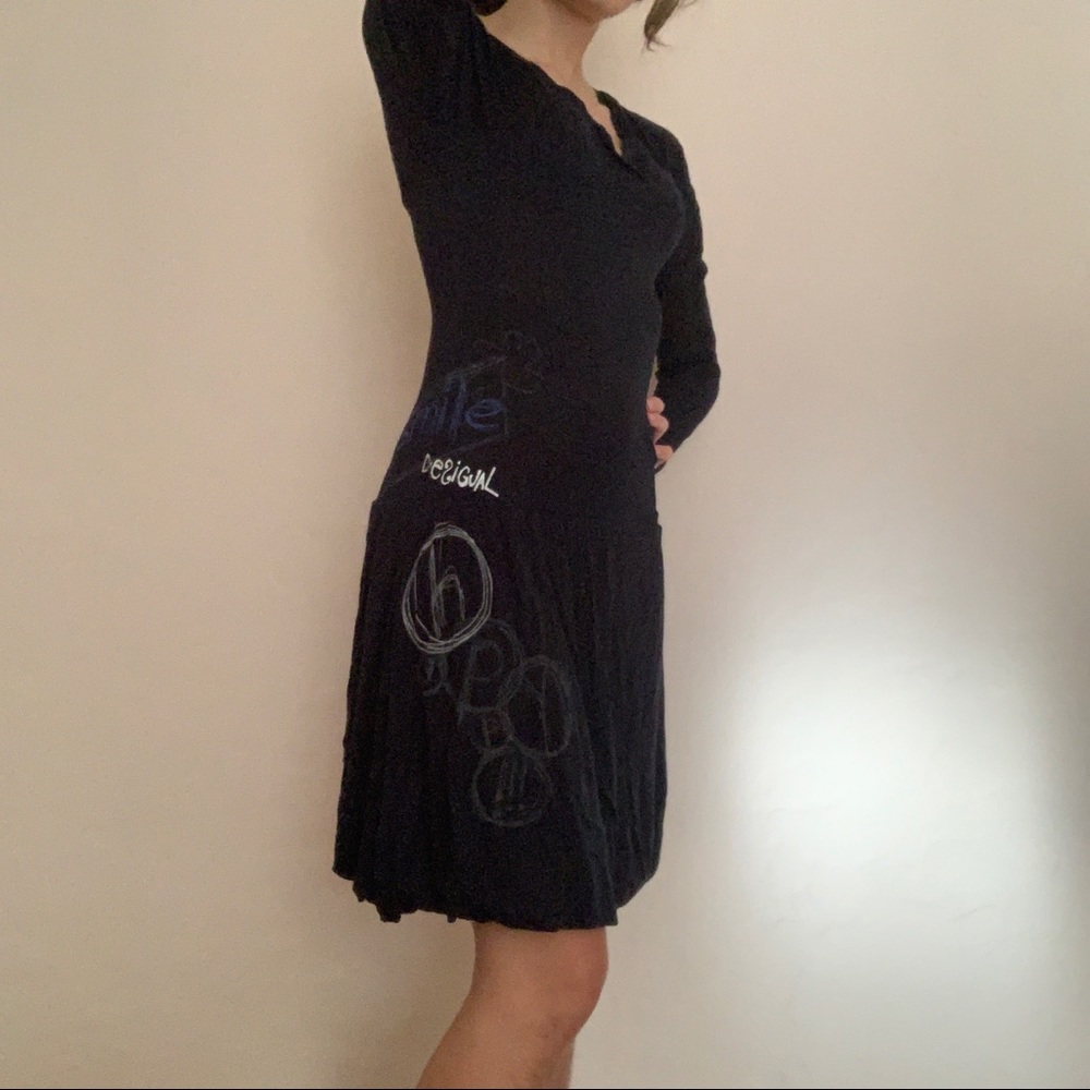 Desigual Playful Black Midi Dress